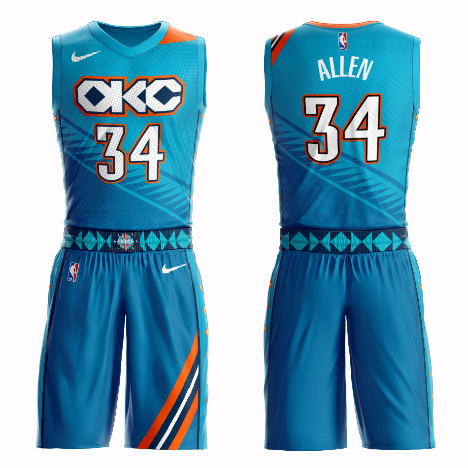 Customized 2019 Men Oklahoma City Thunder #34 Allen blue NBA Nike jersey